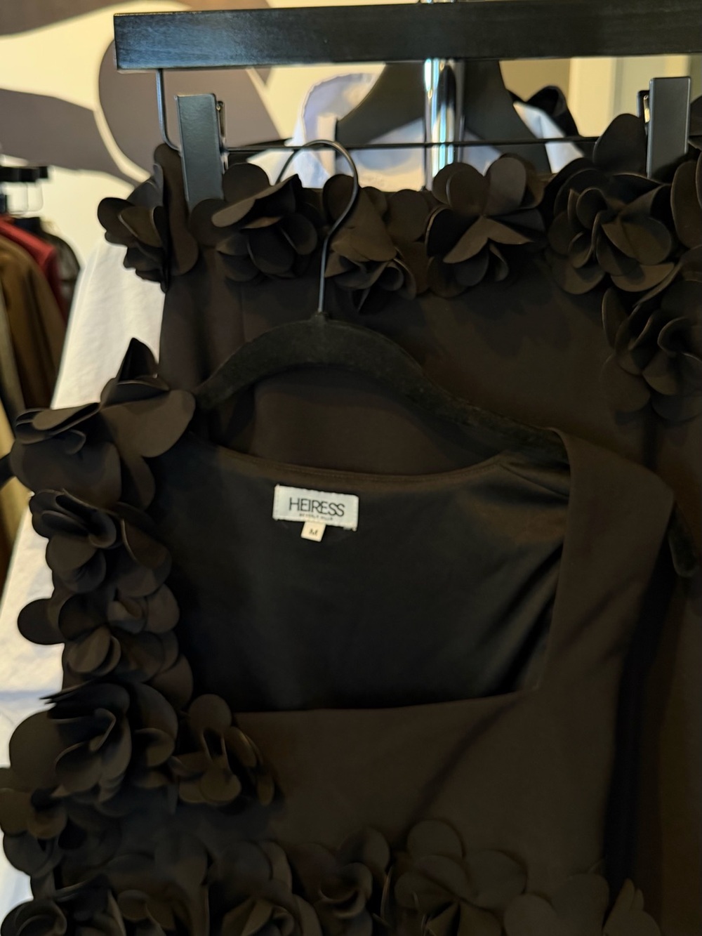 Heiress Beverly Hills Black Floral Appliqué Dress